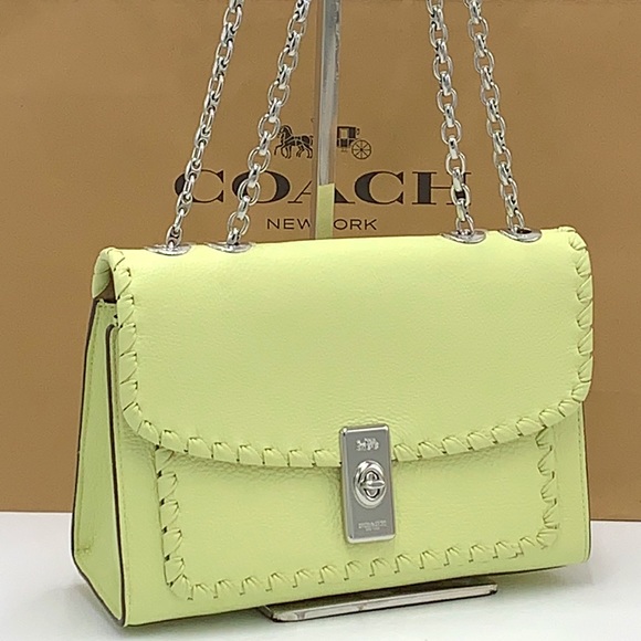 COACH NWT Lane Shoulder Bag With Whipstitch COLOR:
Silver/Pale Lime - Picture 1 of 16